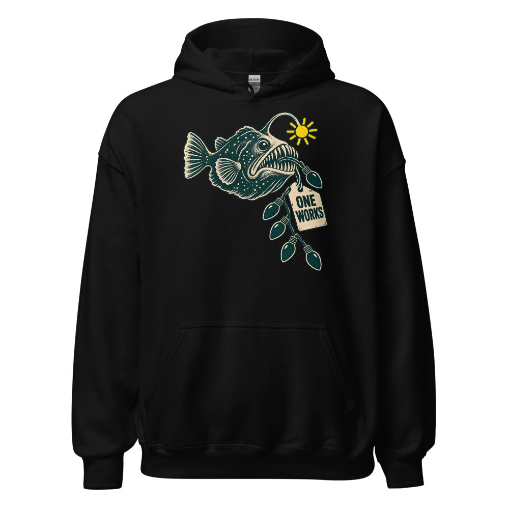 One Works Anglerfish funny Christmas hoodie in Black