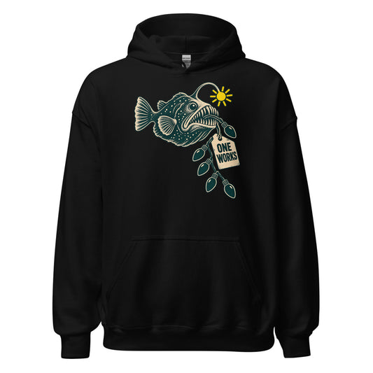 One Works Anglerfish funny Christmas hoodie in Black