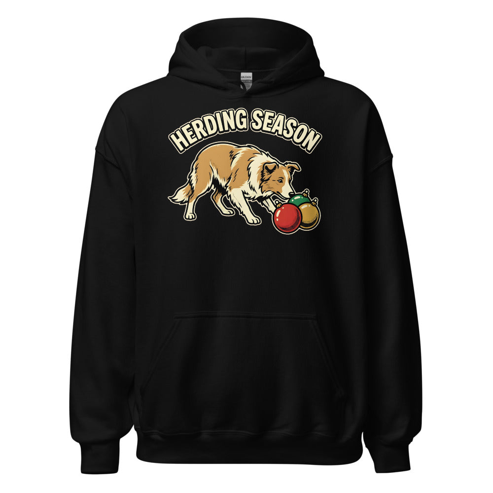 Ornament Wrangler Border Collie funny Christmas hoodie in Black