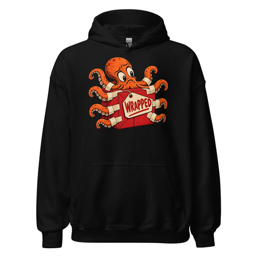 Wrap Trap Octopus funny Christmas hoodie in Black