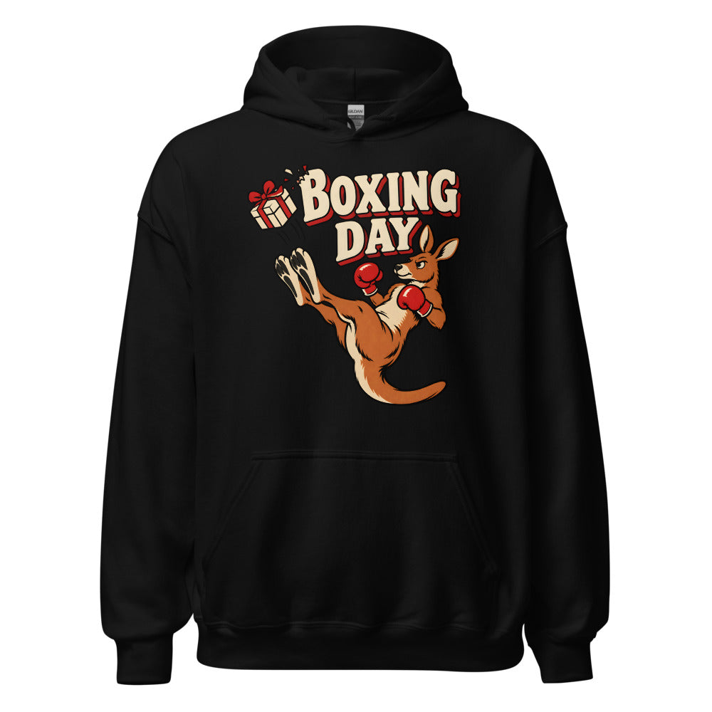 Boxing Day Kangaroo funny Christmas hoodie in Black