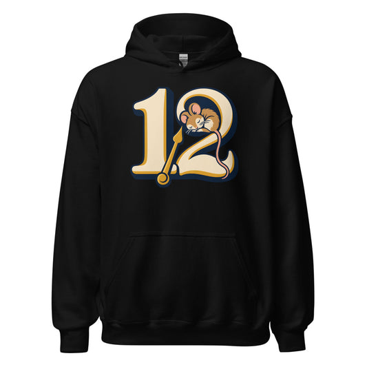 Midnight Countdown Nap Dormouse funny New Year's hoodie in Black