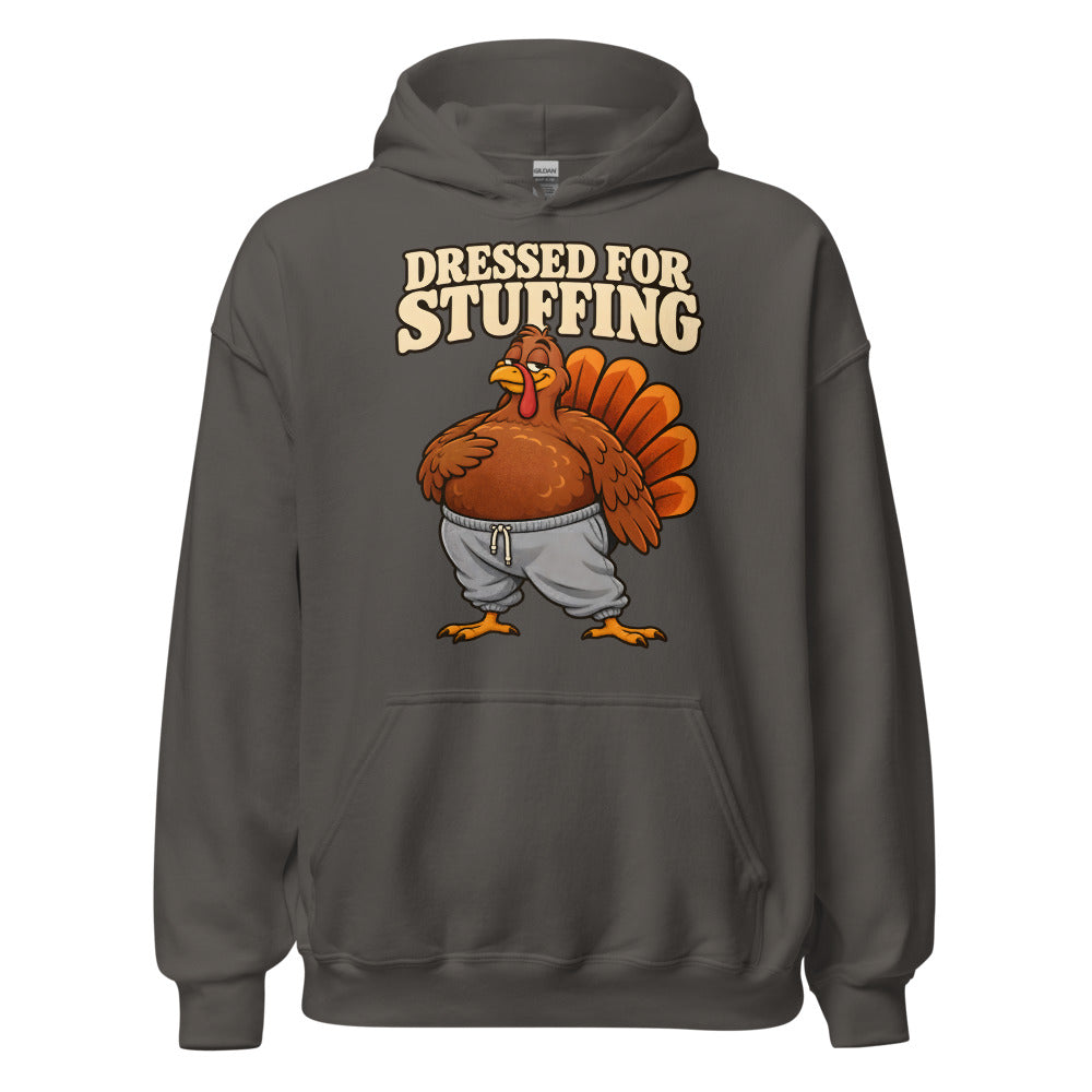 Dressed for Stuffing Turkey funny Thanksgiving hoodie in Asphalt