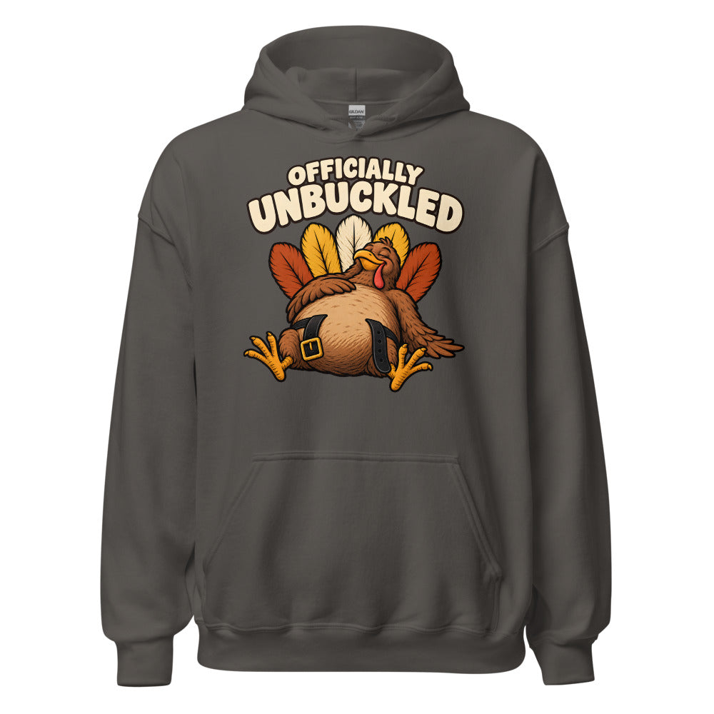 Officially Unbuckled Turkey funny Thanksgiving hoodie in Asphalt