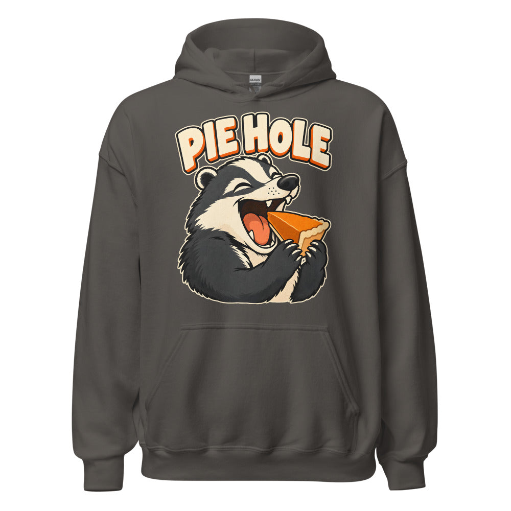 Pie Priority Badger funny Thanksgiving hoodie in Asphalt