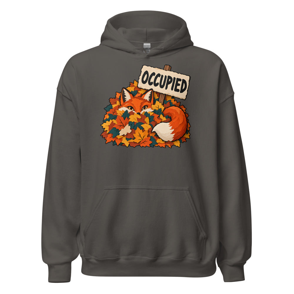 Leaf Pile Sublet Fox funny fall hoodie in Asphalt