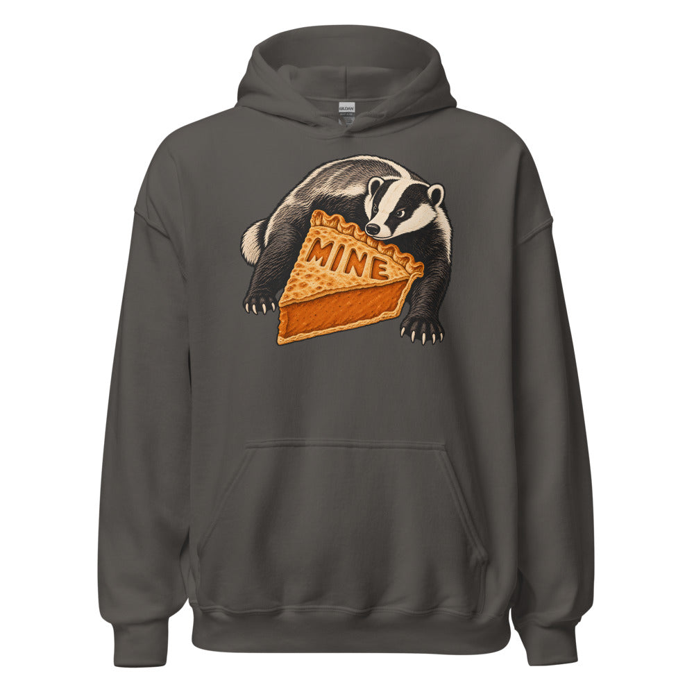 Pie Security Badger funny Thanksgiving hoodie in Asphalt