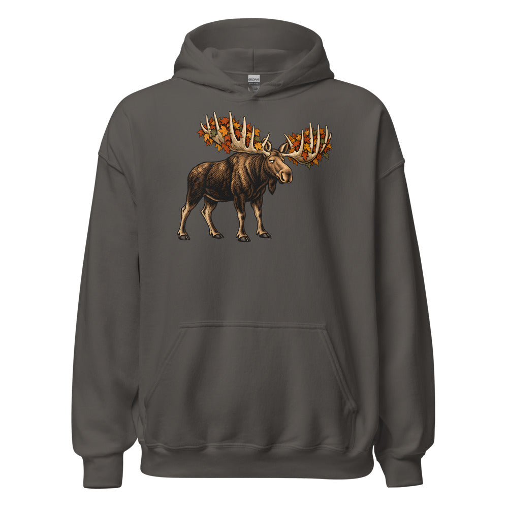 Rake Duty Moose funny fall hoodie in Asphalt