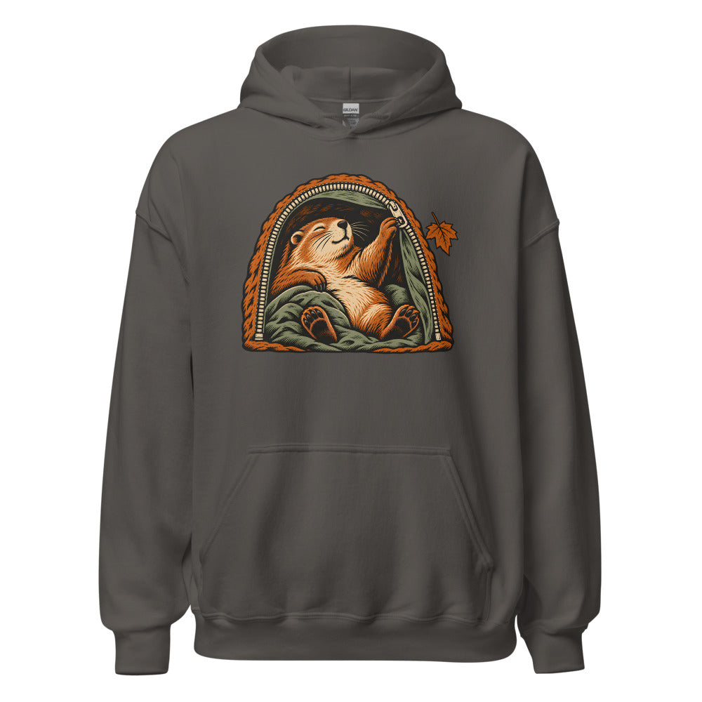 Hibernation Permit Groundhog funny winter hoodie in Asphalt