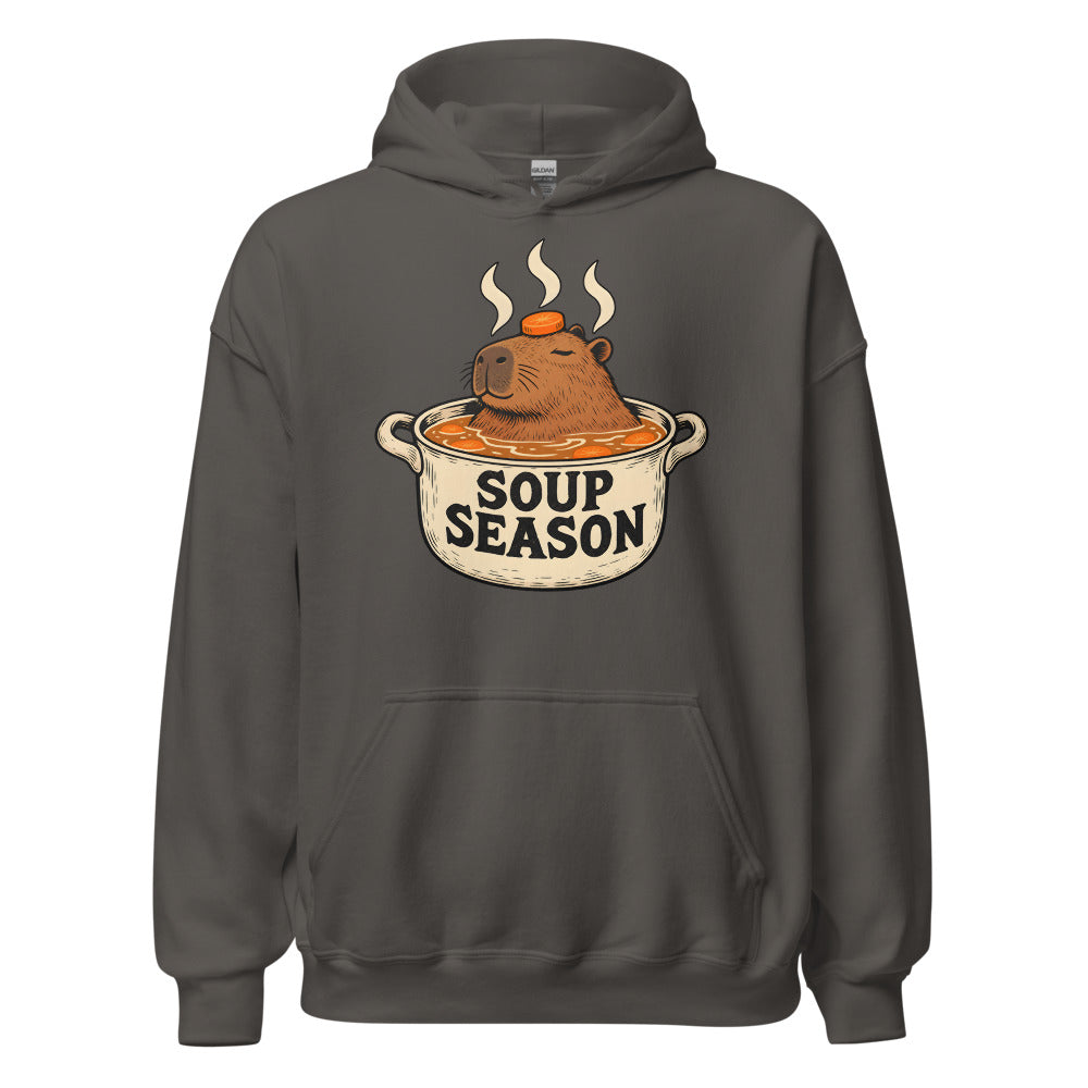 Soup Season Capybara funny winter hoodie in Asphalt