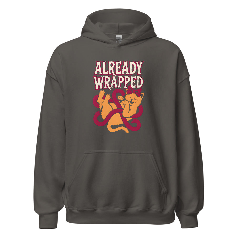 Already Wrapped Kitten funny Christmas hoodie in Asphalt