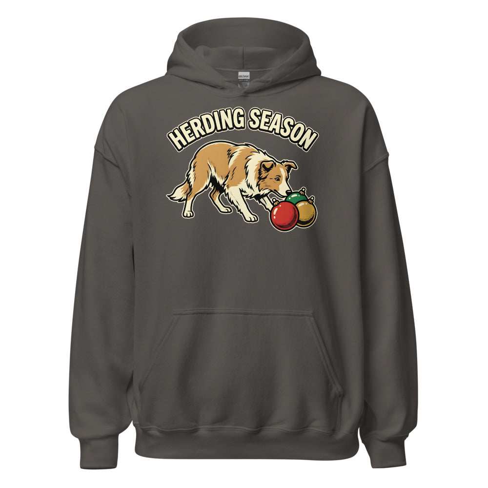 Ornament Wrangler Border Collie funny Christmas hoodie in Asphalt