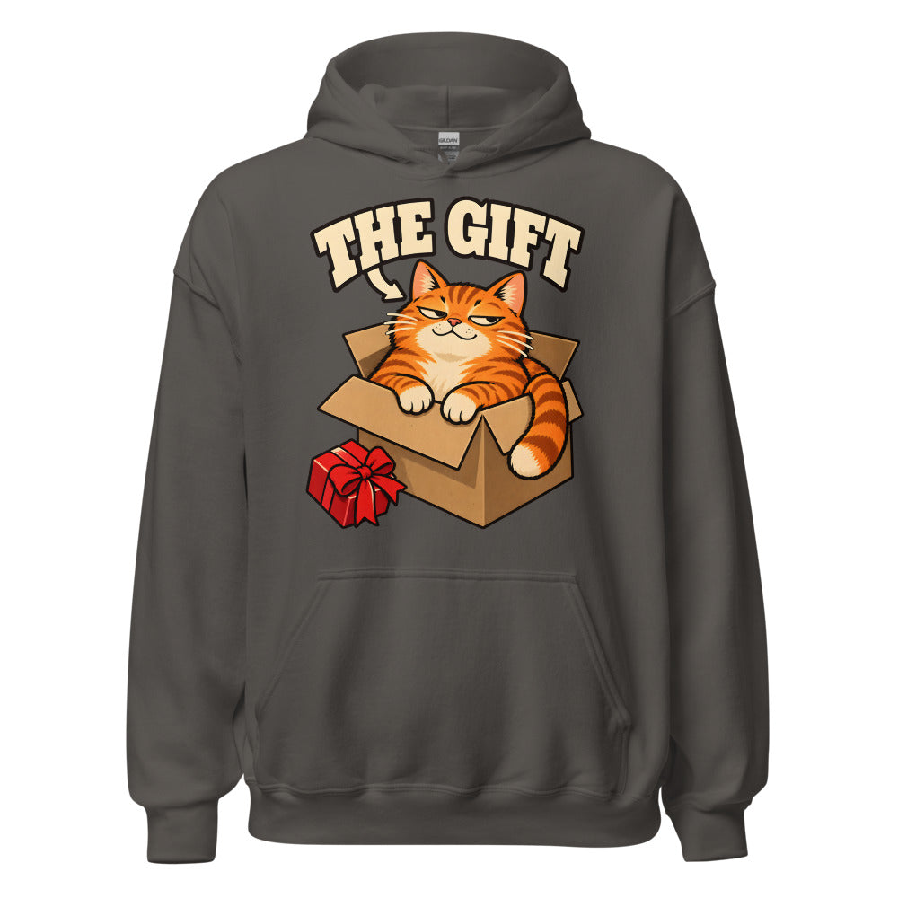 The Gift Cat funny Christmas hoodie in Asphalt