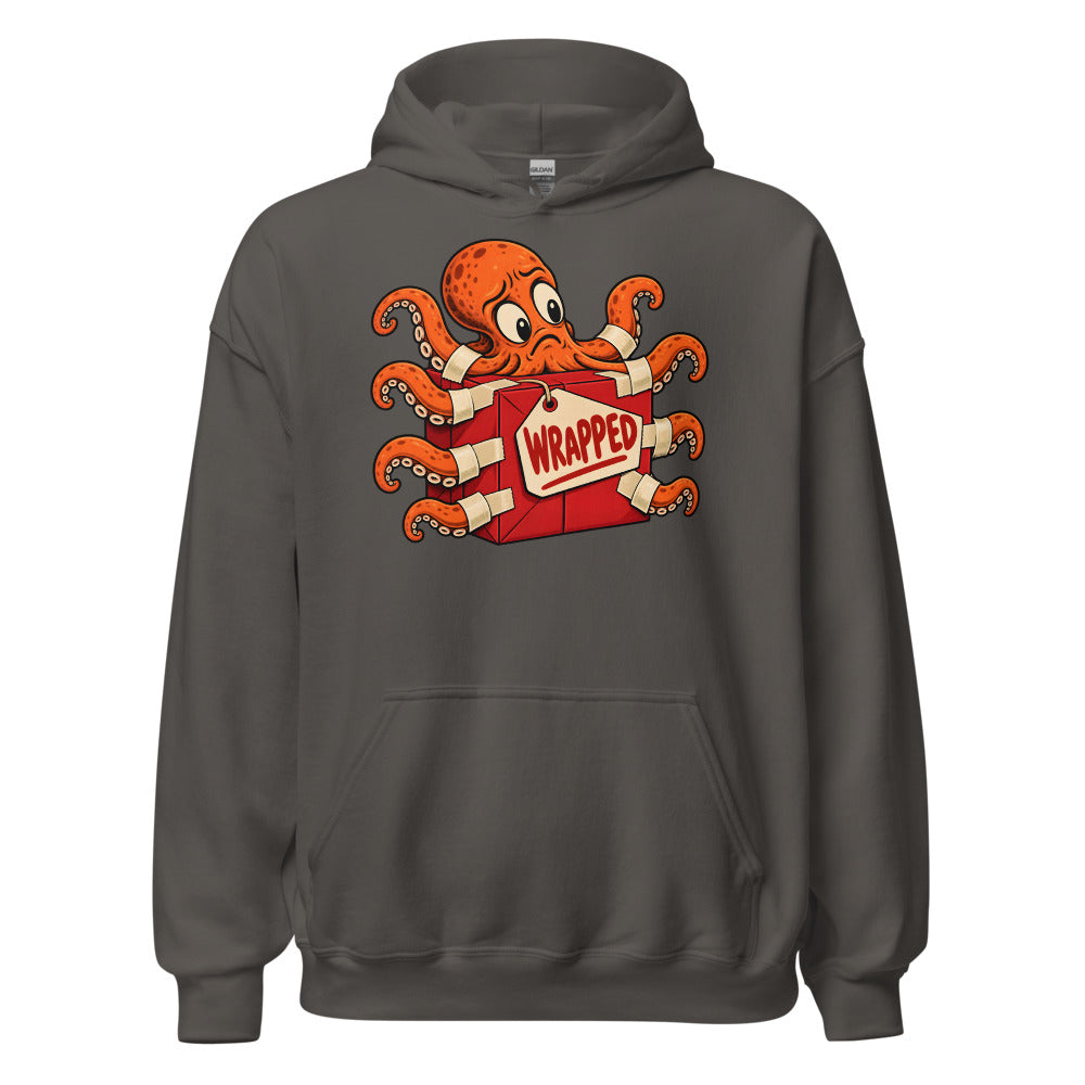 Wrap Trap Octopus funny Christmas hoodie in Asphalt