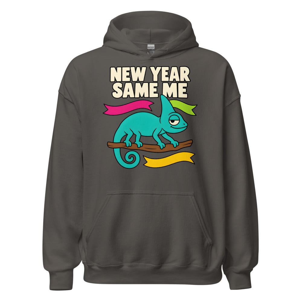 New Year Same Me Chameleon funny New Year's hoodie in Asphalt