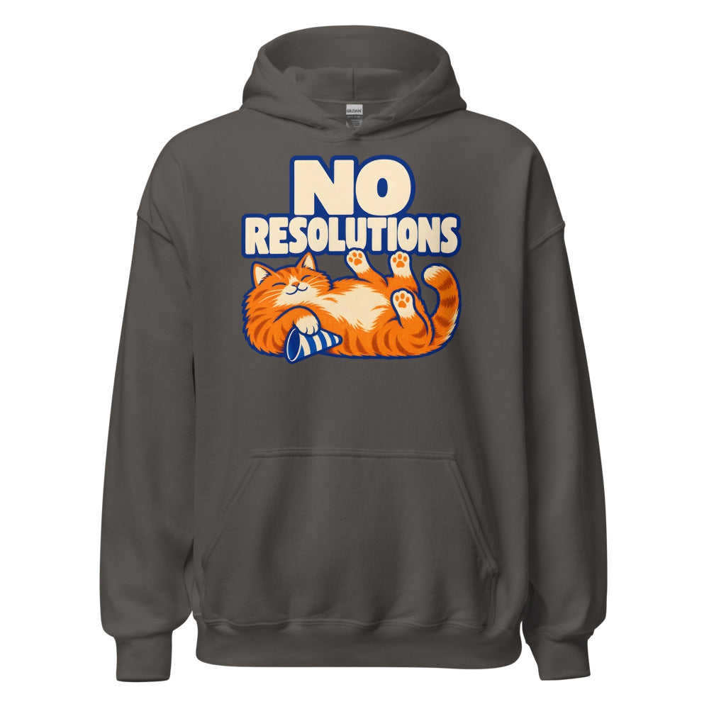 No Resolutions Cat funny New Year's hoodie in Asphalt