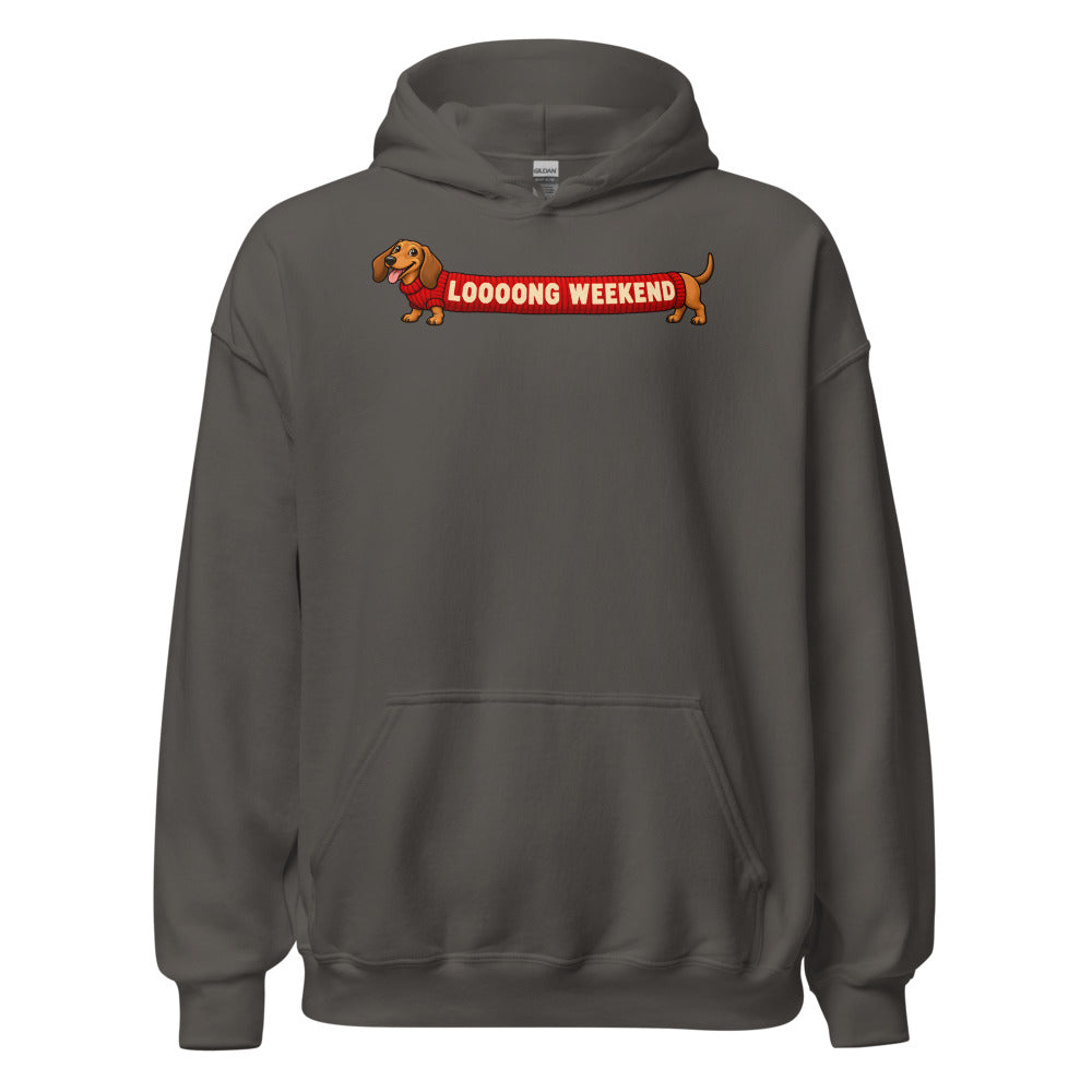 Long Weekend Dachshund funny New Year's hoodie in Asphalt