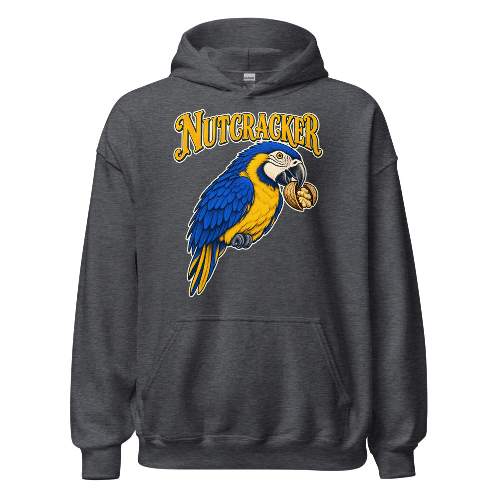 Nutcracker Macaw funny Christmas hoodie in Dark Grey Heather
