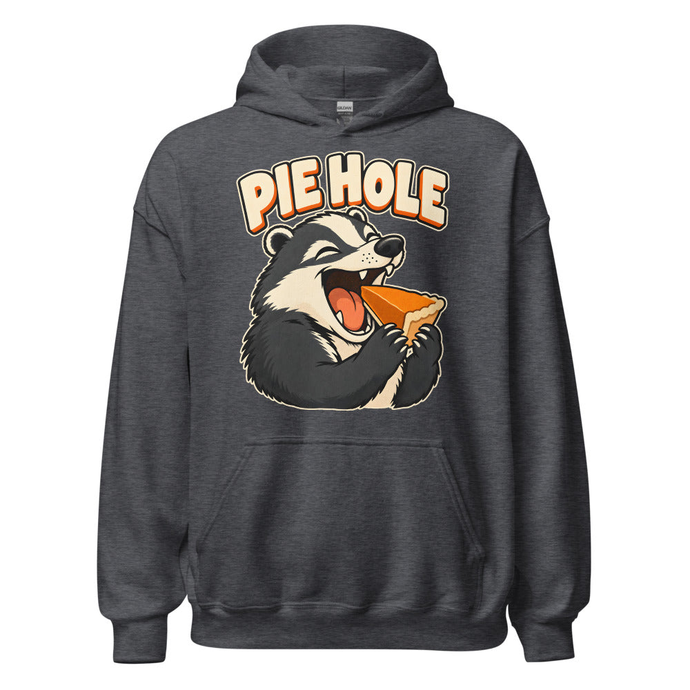 Pie Priority Badger funny Thanksgiving hoodie in Dark Grey Heather