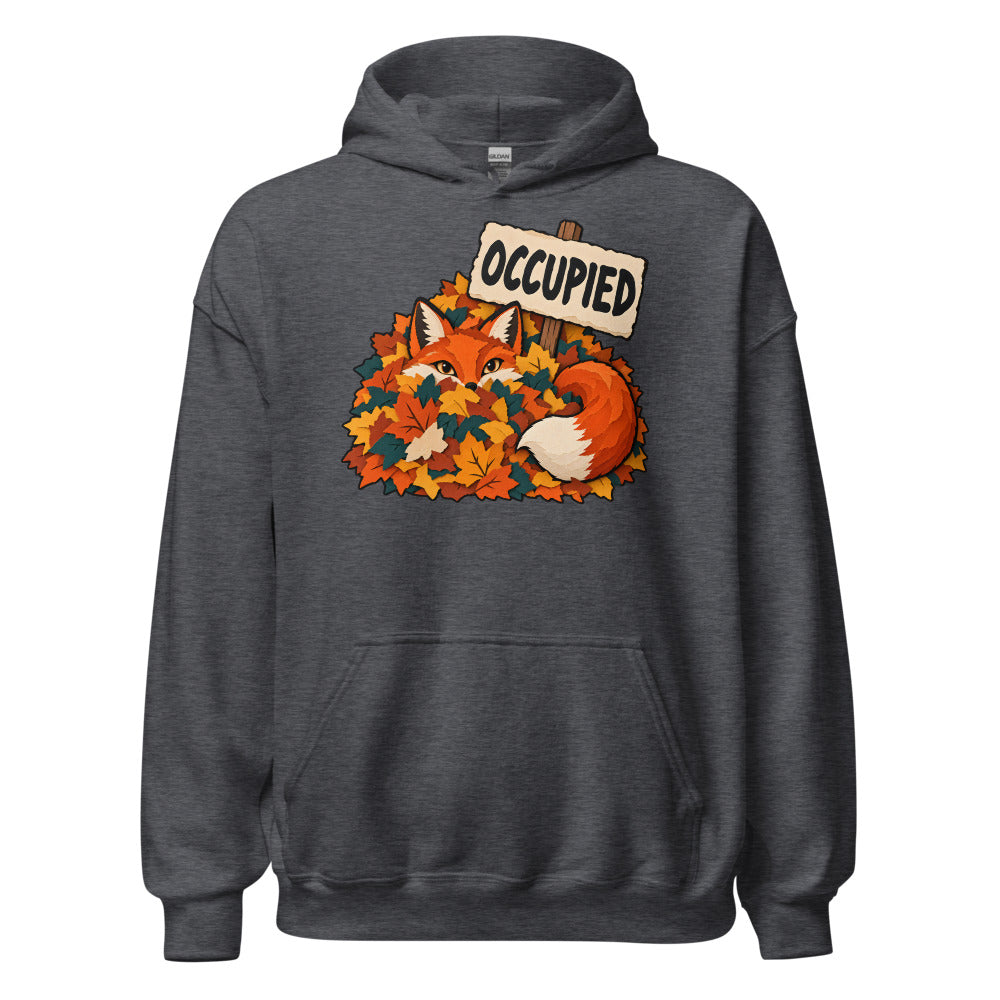 Leaf Pile Sublet Fox funny fall hoodie in Dark Grey Heather