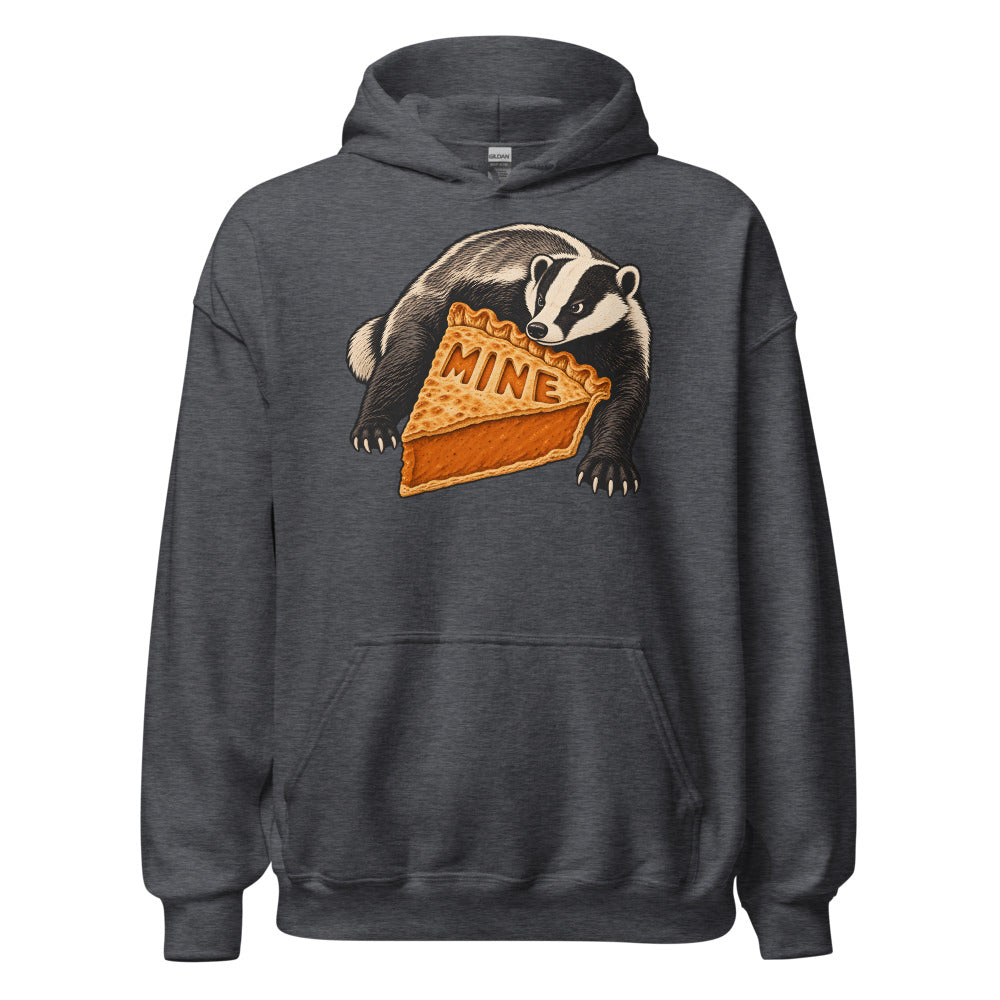 Pie Security Badger funny Thanksgiving hoodie in Dark Grey Heather