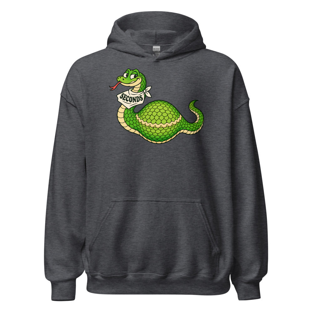 Seconds Snake funny Thanksgiving hoodie in Dark Grey Heather