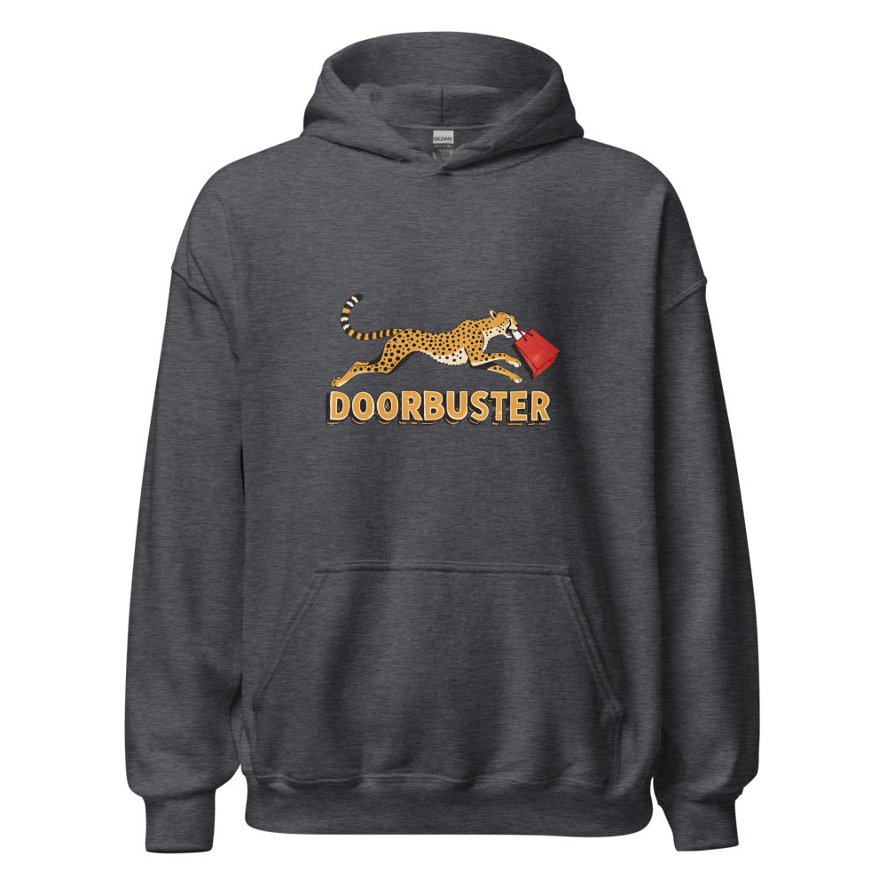 Doorbuster Cheetah funny Thanksgiving hoodie in Dark Grey Heather