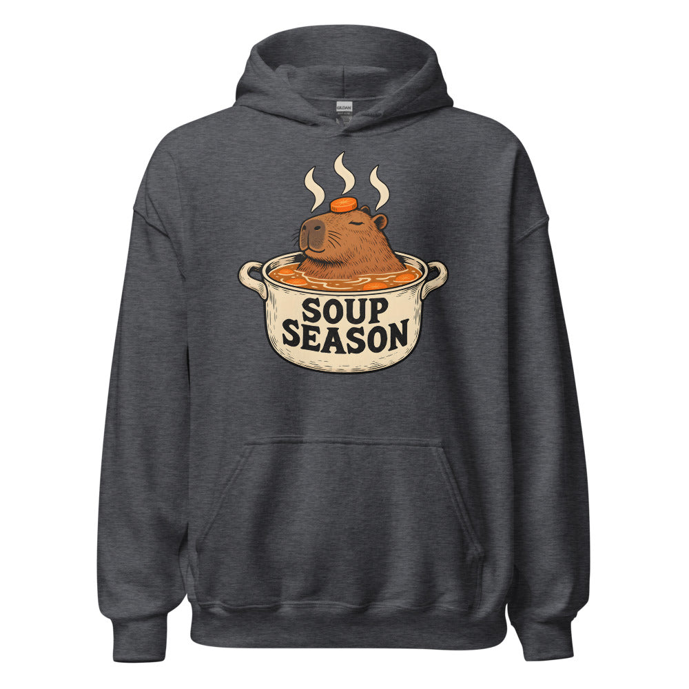 Soup Season Capybara funny winter hoodie in Dark Grey Heather