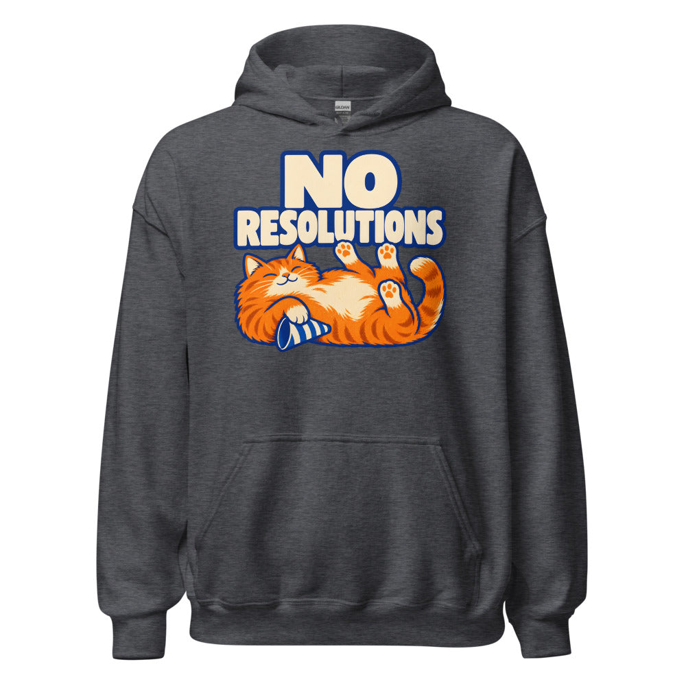 No Resolutions Cat funny New Year's hoodie in Dark Grey Heather