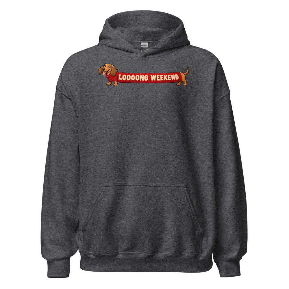Long Weekend Dachshund funny New Year's hoodie in Dark Grey Heather