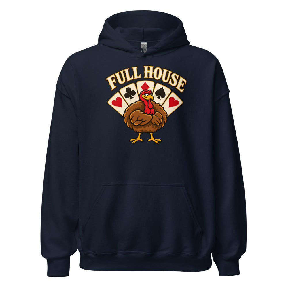 Full House Turkey funny Thanksgiving hoodie in Navy