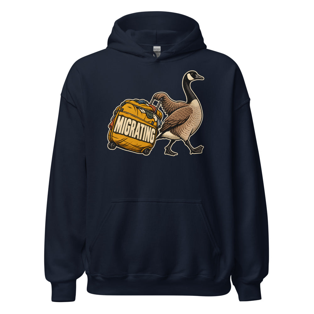 Migration Season Goose funny Thanksgiving hoodie in Navy