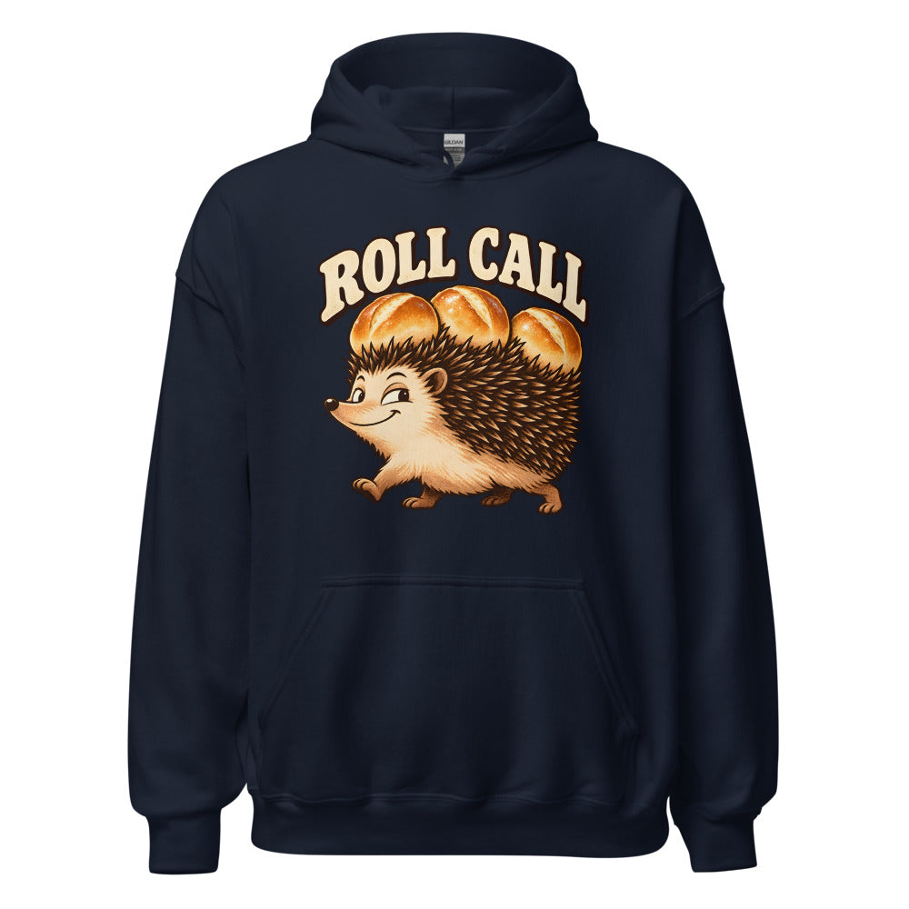 Roll Call Hedgehog funny Thanksgiving hoodie in Navy
