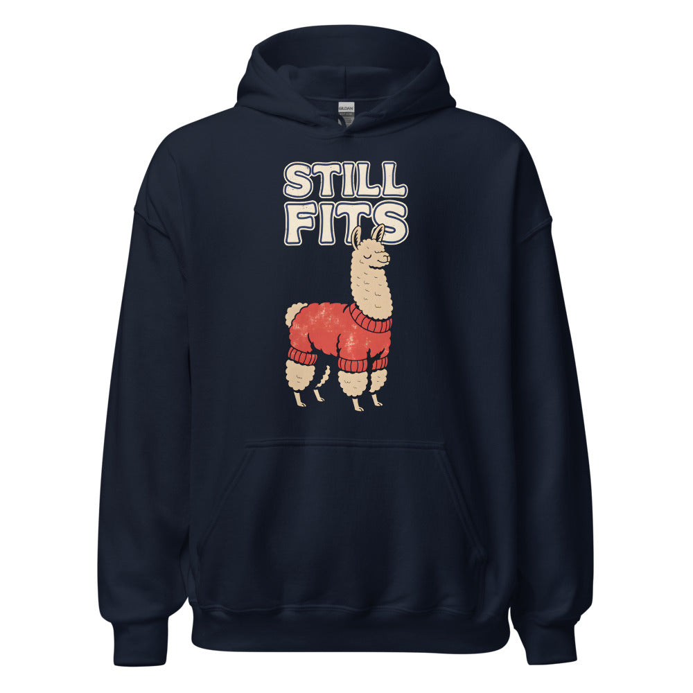 Still Fits Alpaca funny fall hoodie in Navy