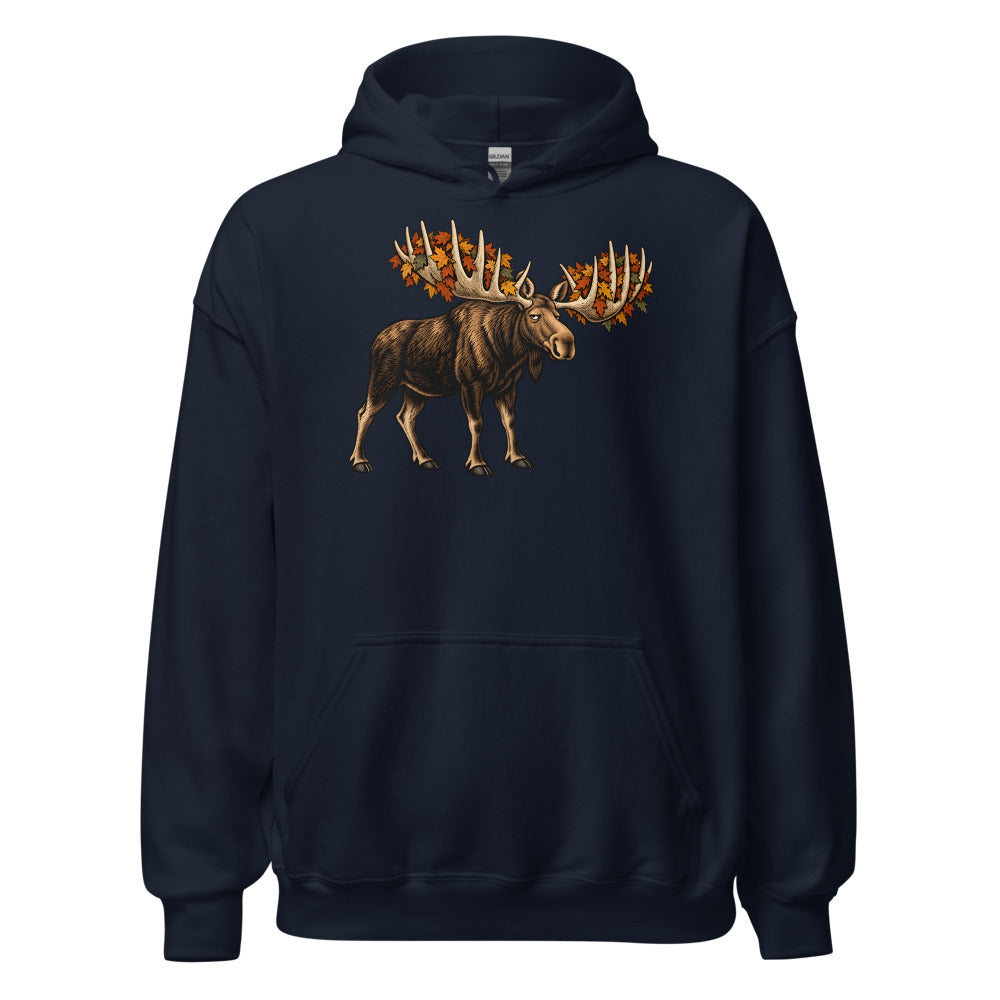 Rake Duty Moose funny fall hoodie in Navy