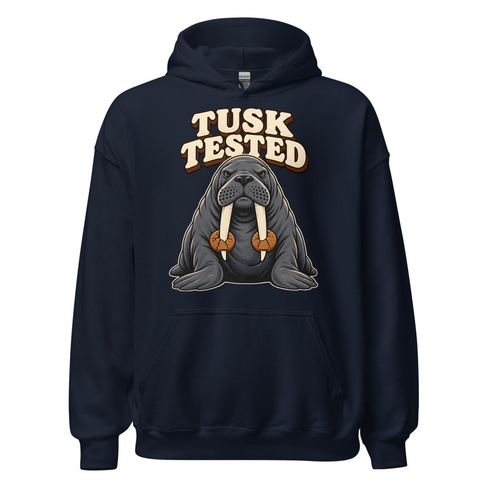 Cookie Quality Control Walrus funny Christmas hoodie in Navy