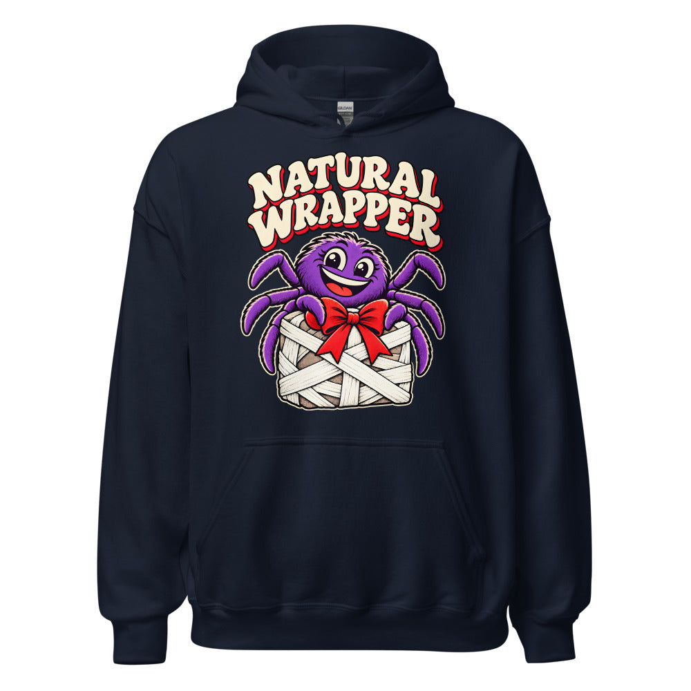 Gift Wrap Specialist Spider funny Christmas hoodie in Navy
