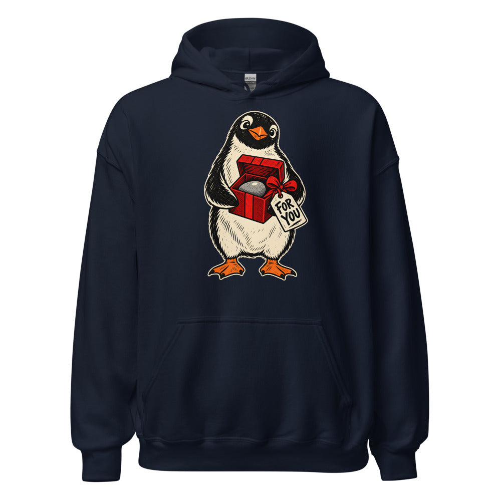 Perfect Pebble Penguin funny Christmas hoodie in Navy