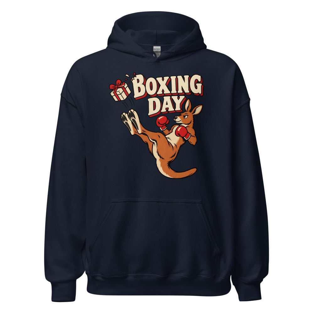 Boxing Day Kangaroo funny Christmas hoodie in Navy