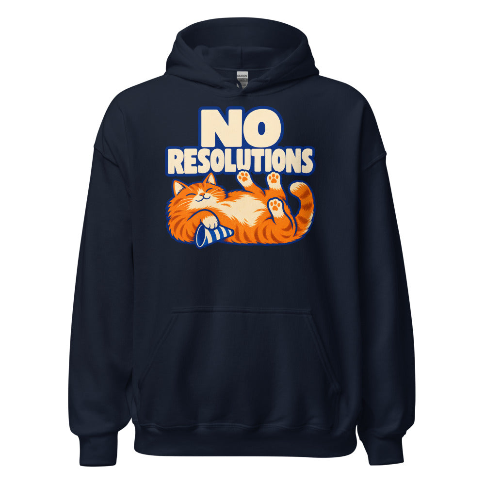 No Resolutions Cat funny New Year's hoodie in Navy