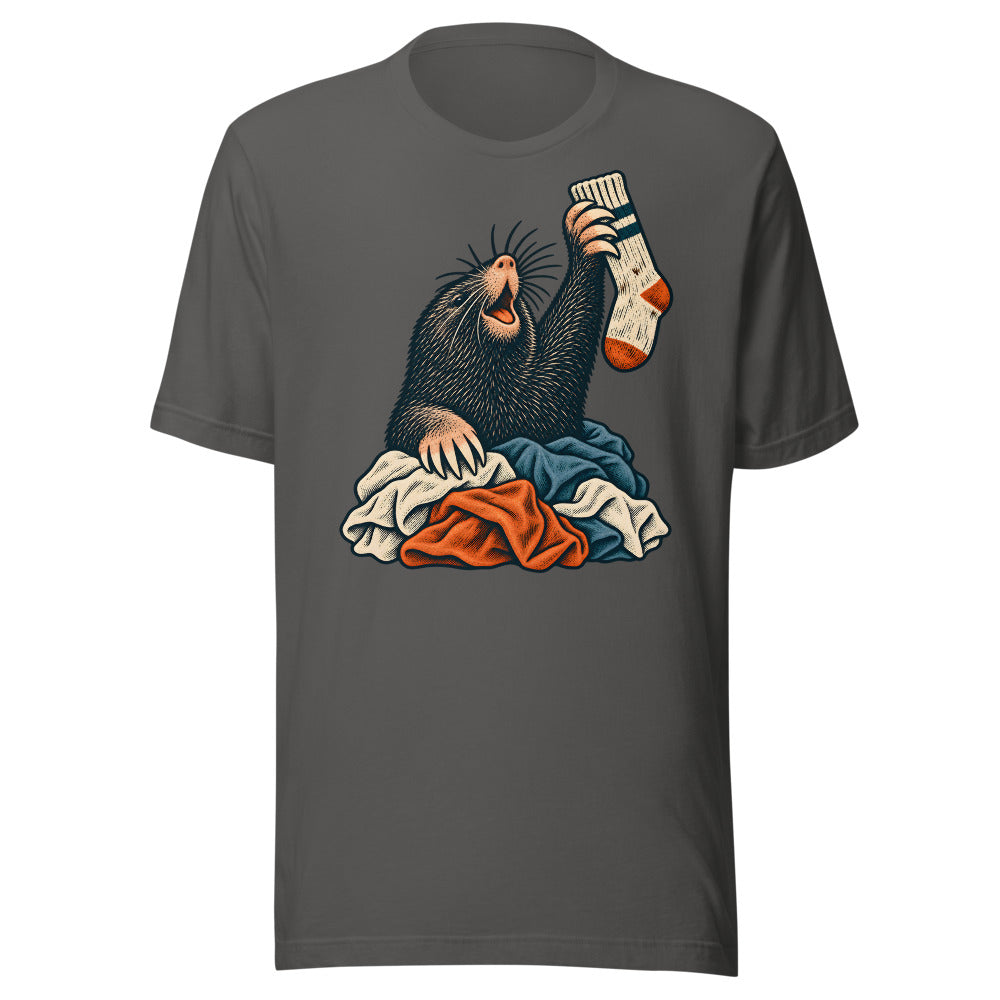 Missing Sock Excavation Mole Shirt in Asphalt - front view