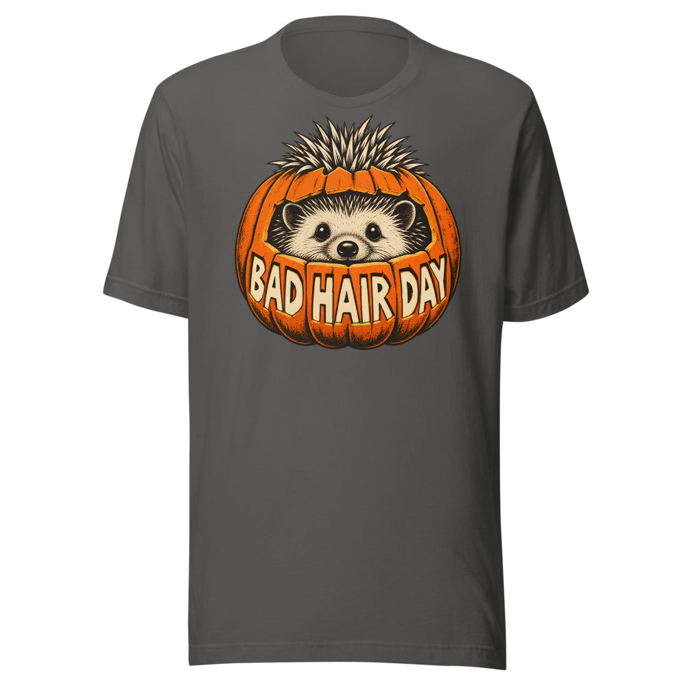 Pumpkin Hair Day Hedgehog Shirt in Asphalt - front view