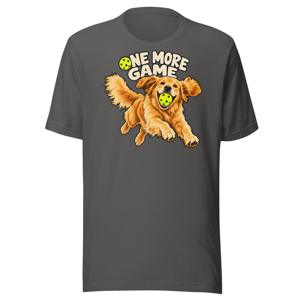 One More Game Golden Retriever Shirt in Asphalt - front view