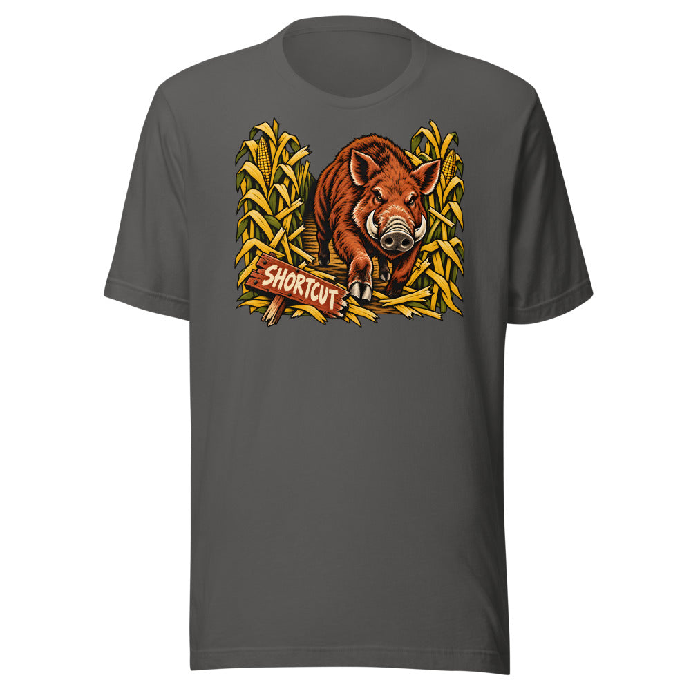 Corn Maze Shortcut Boar Shirt in Asphalt - front view