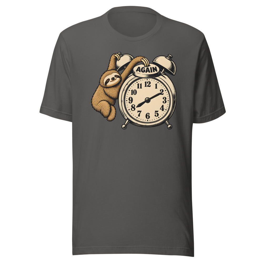 Snooze Champion Sloth Shirt in Asphalt - front view