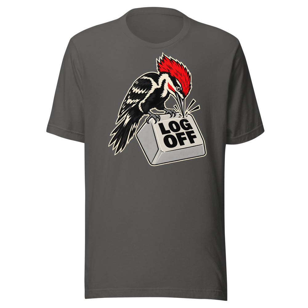 Log Off Woodpecker Shirt in Asphalt - front view