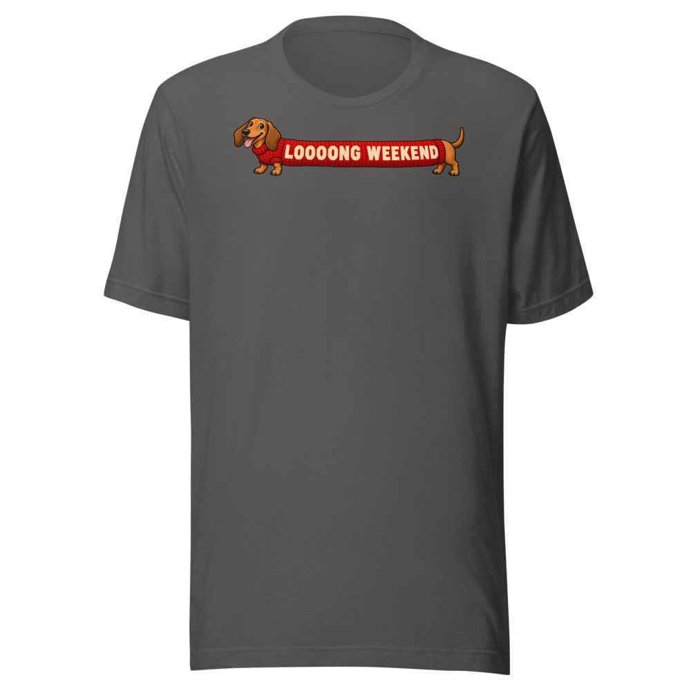 Long Weekend Dachshund Shirt in Asphalt - front view