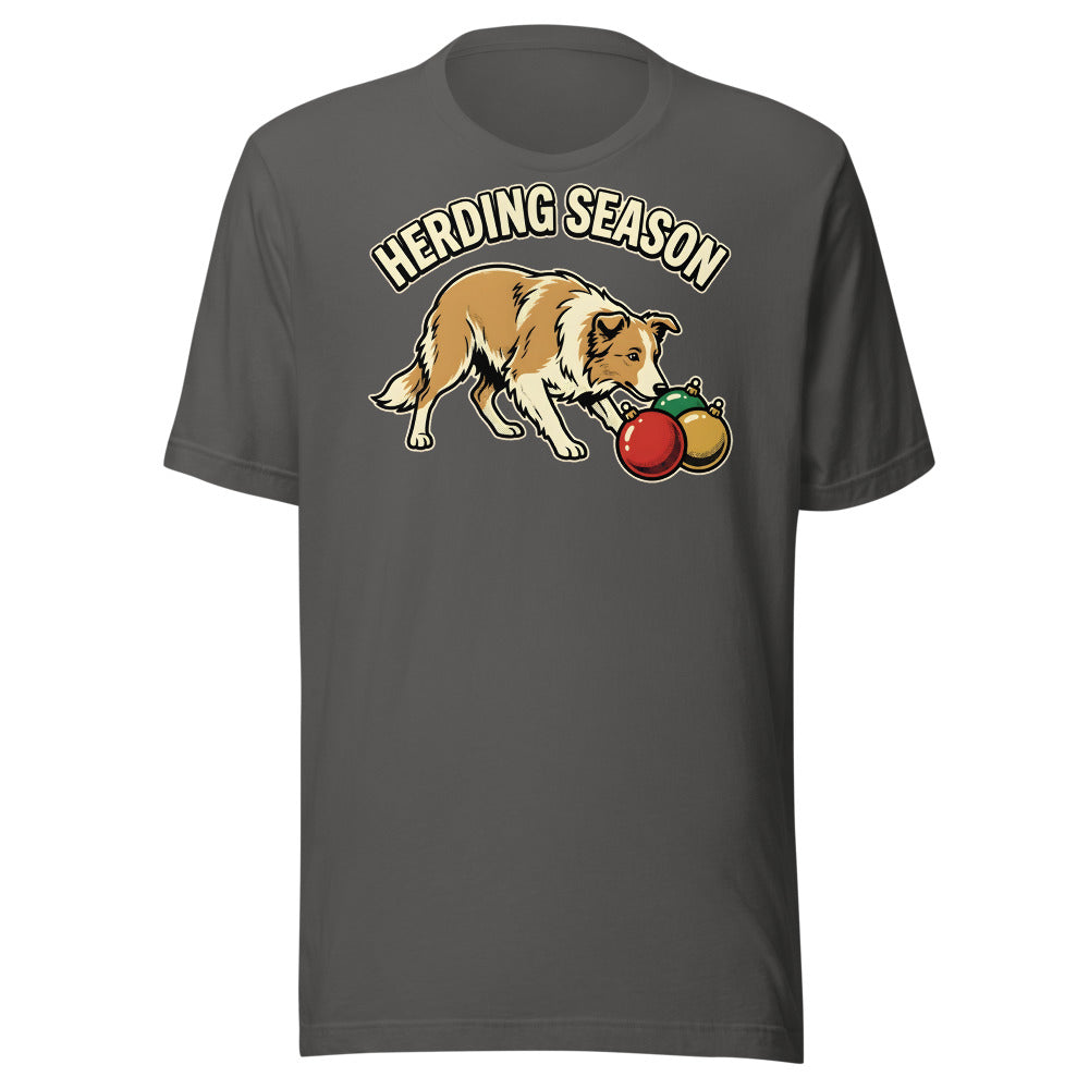 Ornament Wrangler Border Collie Shirt in Asphalt - front view