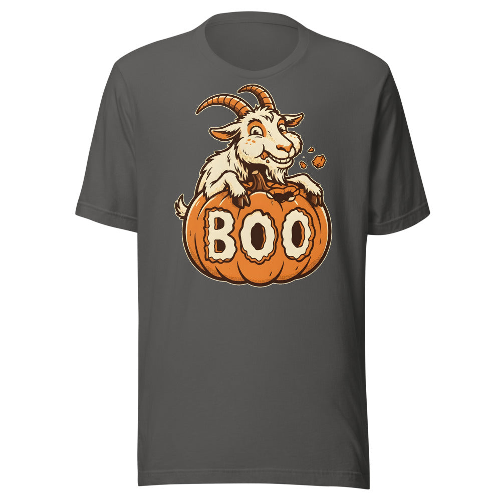 Bite-O'-Lantern Goat funny Halloween t-shirt in Asphalt