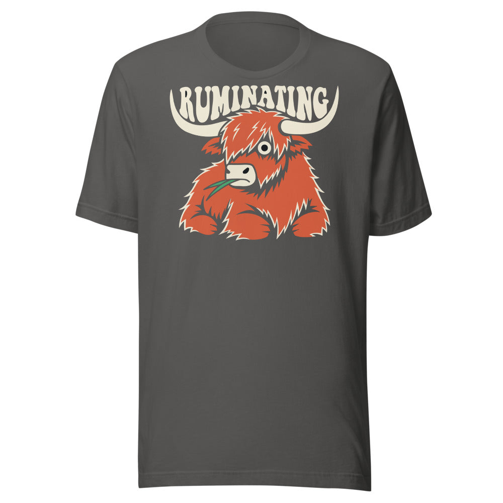 Ruminating Highland Cow Shirt in Asphalt - front view